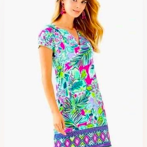 Lilly Pulitzer Floral Palm Sophiletta Dress Early Riser - Picture 1 of 2